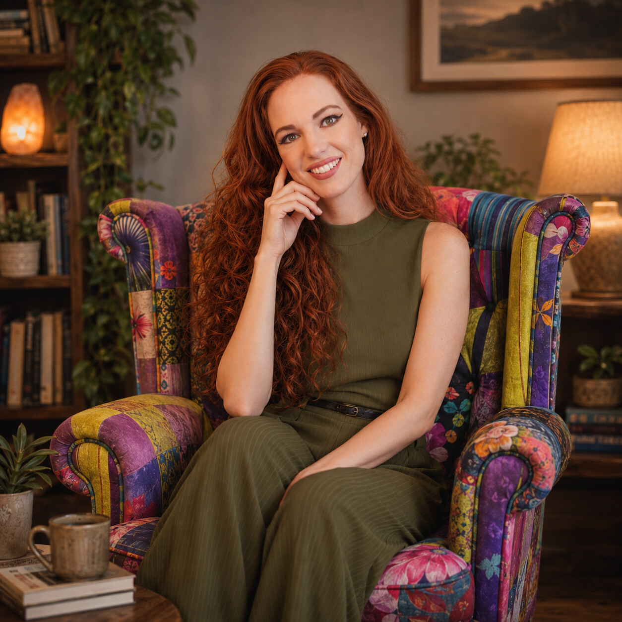 Kayleigh Rose Evans seated in an armchair